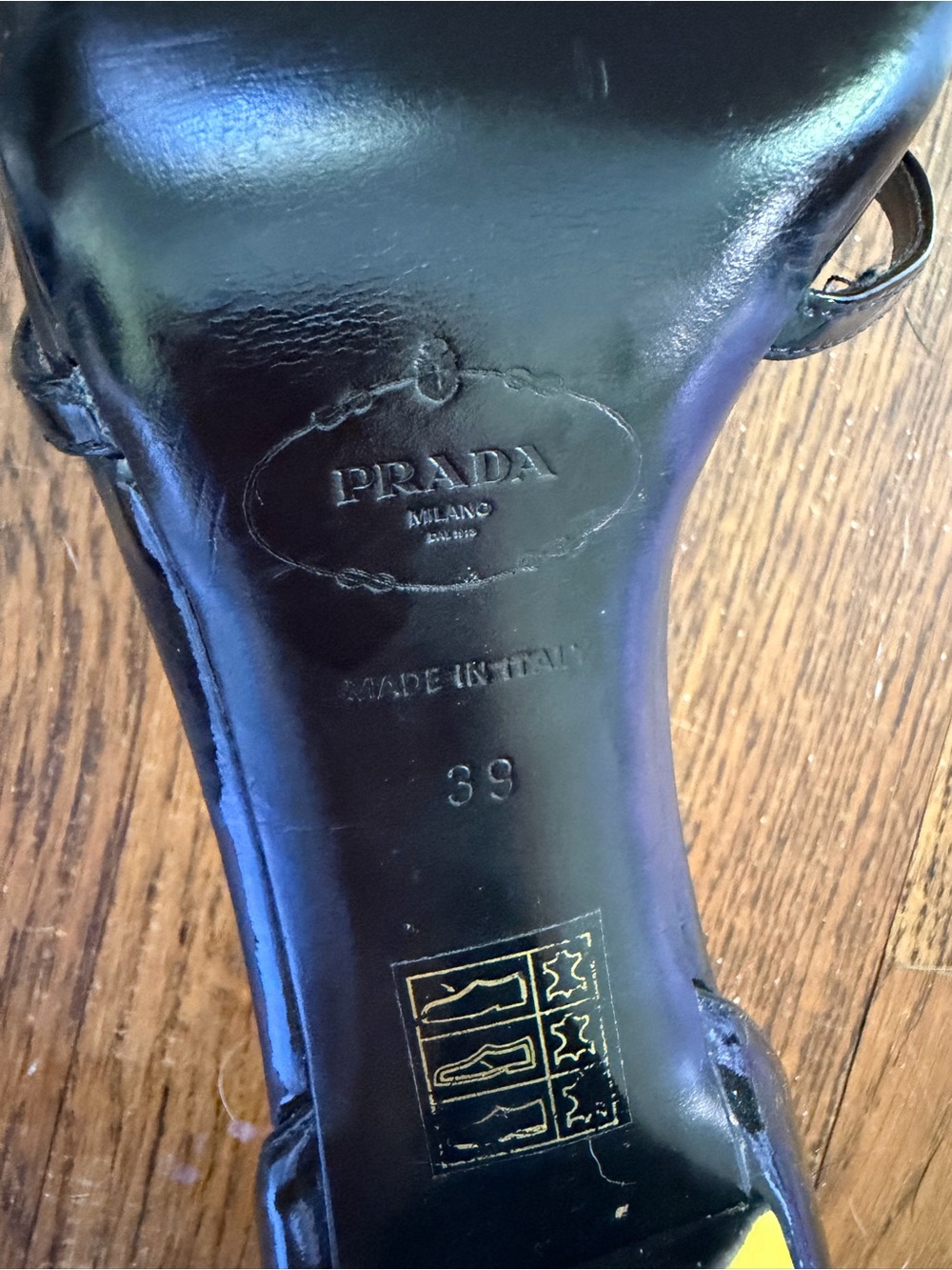 Prada Black Patent Leather Open-Toe Stiletto Sandals - Picture 6 of 6